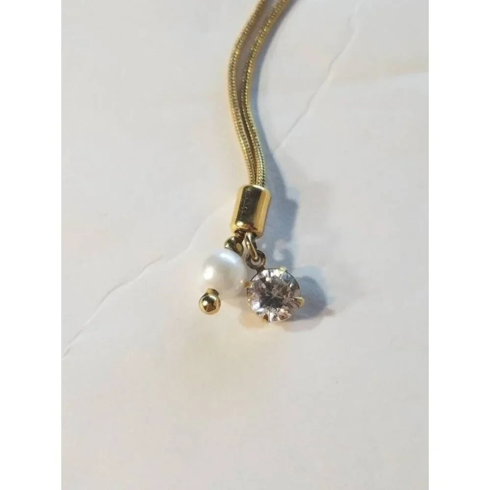 Vintage Monet necklace rhinestone diamond‎ and faux pearl gold